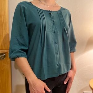 Emerald Green Peasant Blouse - S